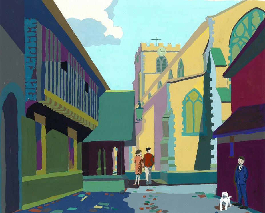 St Peters Church Berkhamsted from Church Lane Original Painting Framed