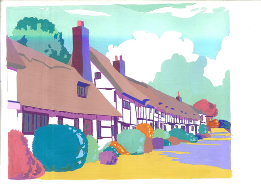 Wendover Thatched Cottages Original Painting