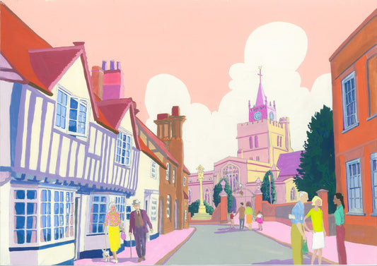 Aylesbury St Mary the Virgin and church Street Original Painting
