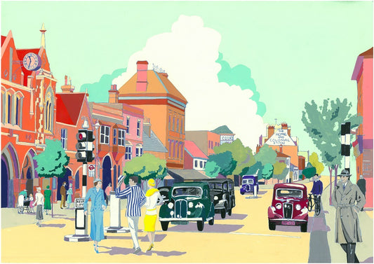 Berkhamsted High street 1940's Original Painting