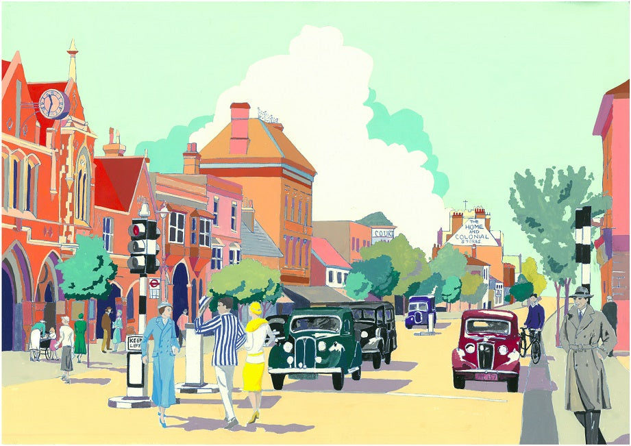 Berkhamsted High street 1940's Original Painting