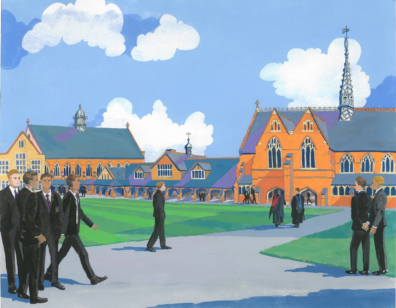 Berkhamsted School Boys School Quad framed Original Painting