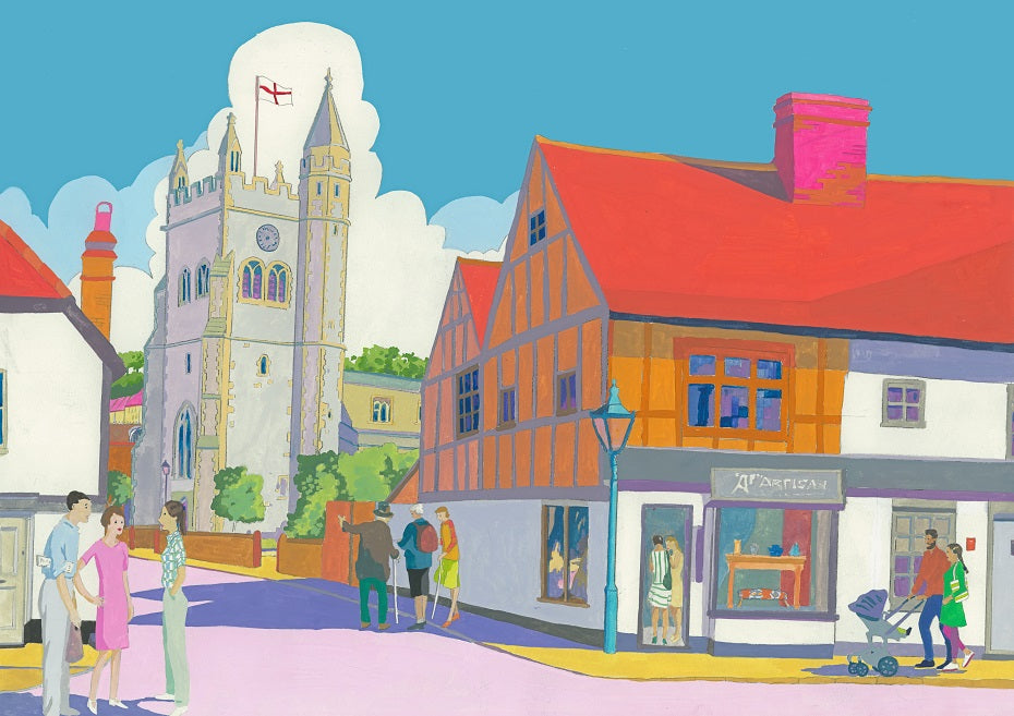 Old Amersham Church Street and St Mary's Original Painting NOW SOLD