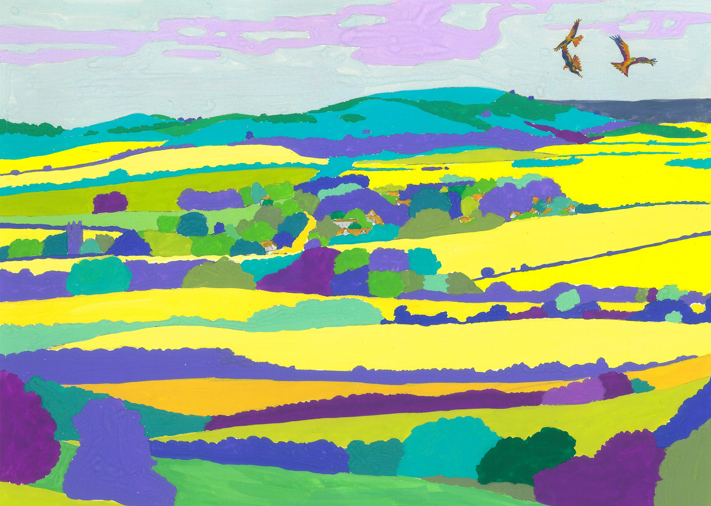 Red Kites Dunstable Downs Original Painting