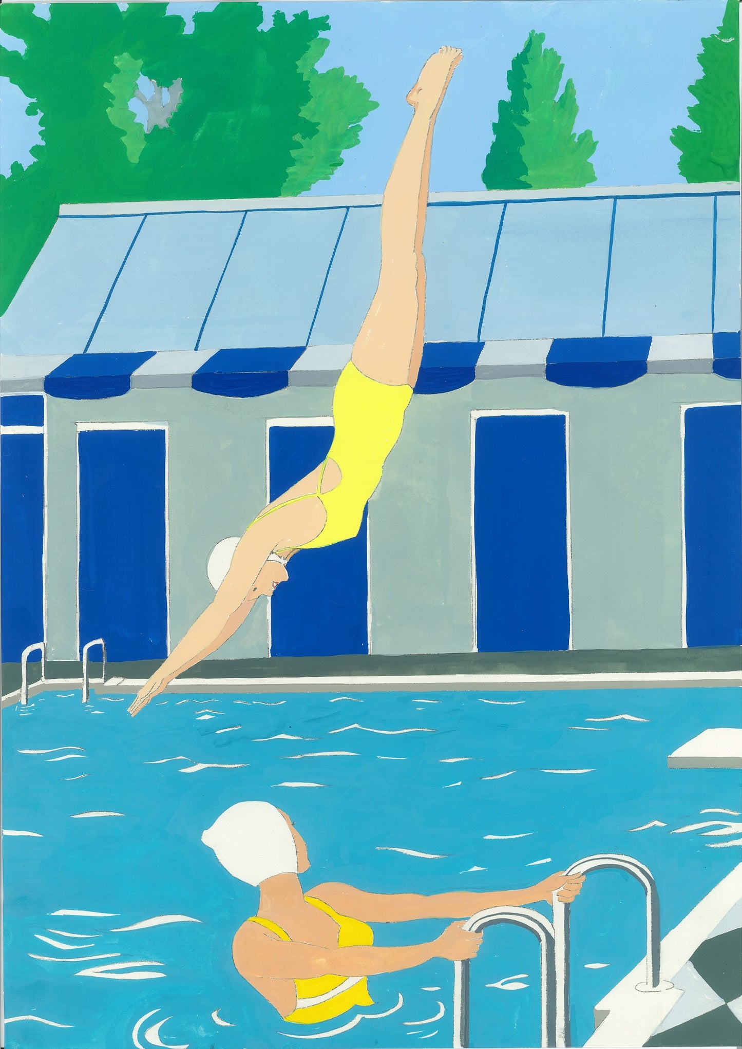 Diving Original Painting