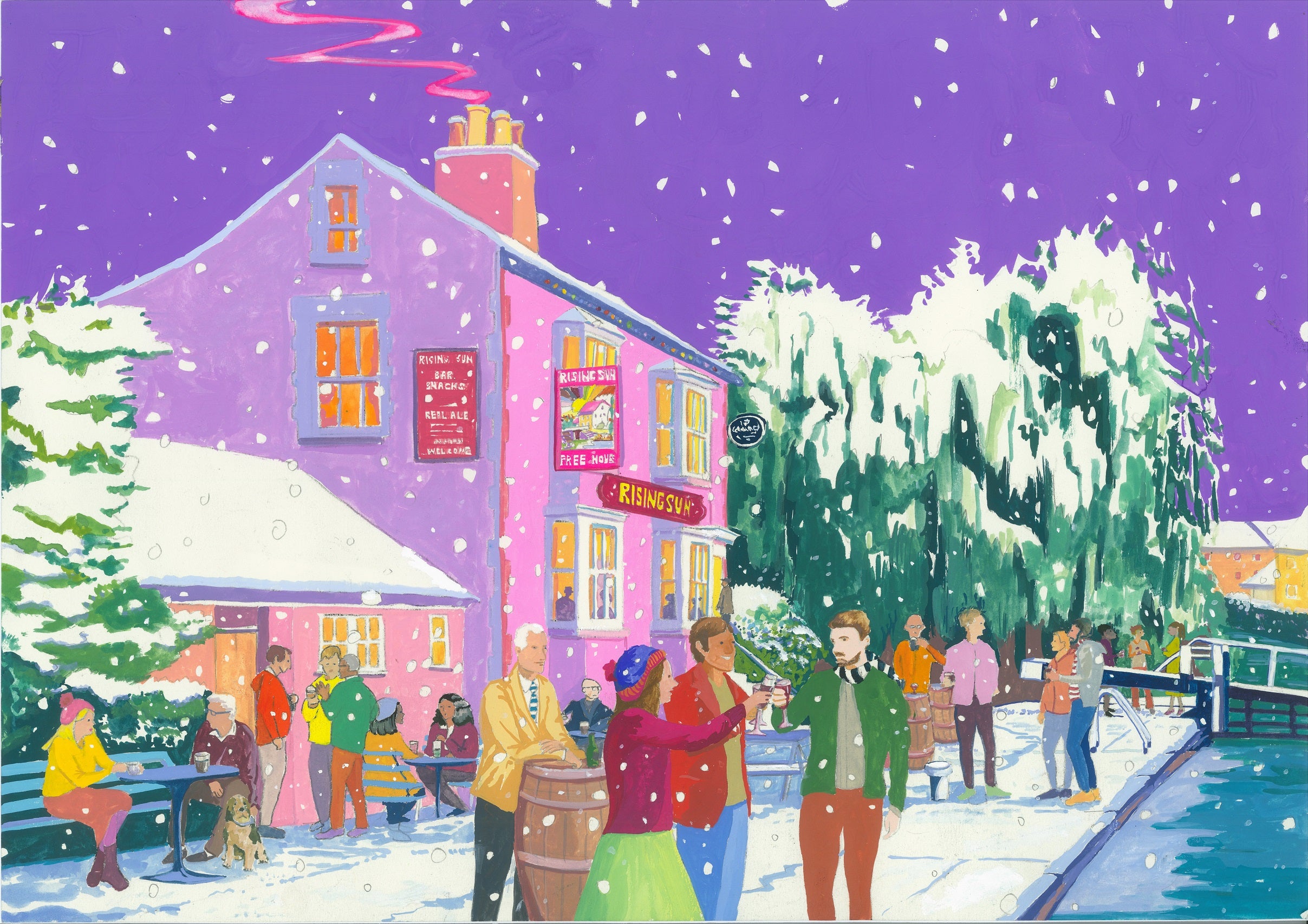Snow Rising The Rising Sun in the snow (Berkhamsted) Original Painting – Mary Casserley
