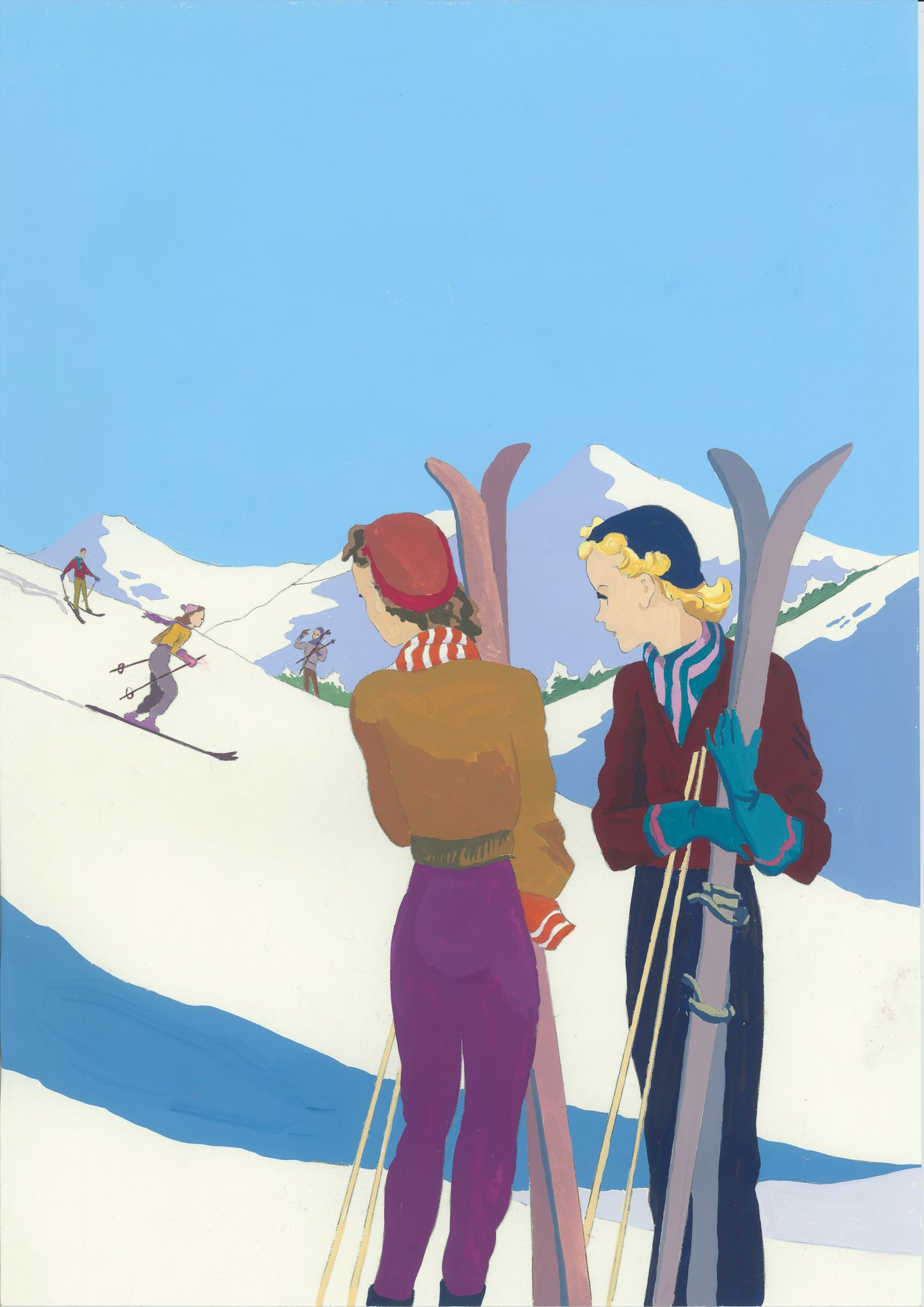 Winter skiing Original Painting