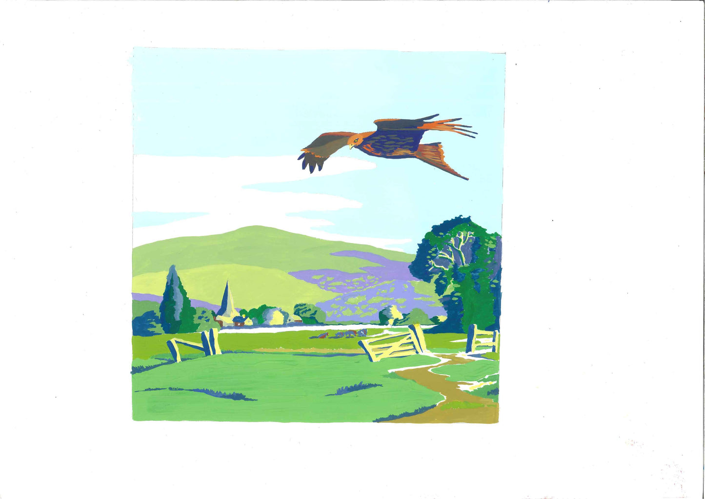Red Kite in the Chilterns Original Painting