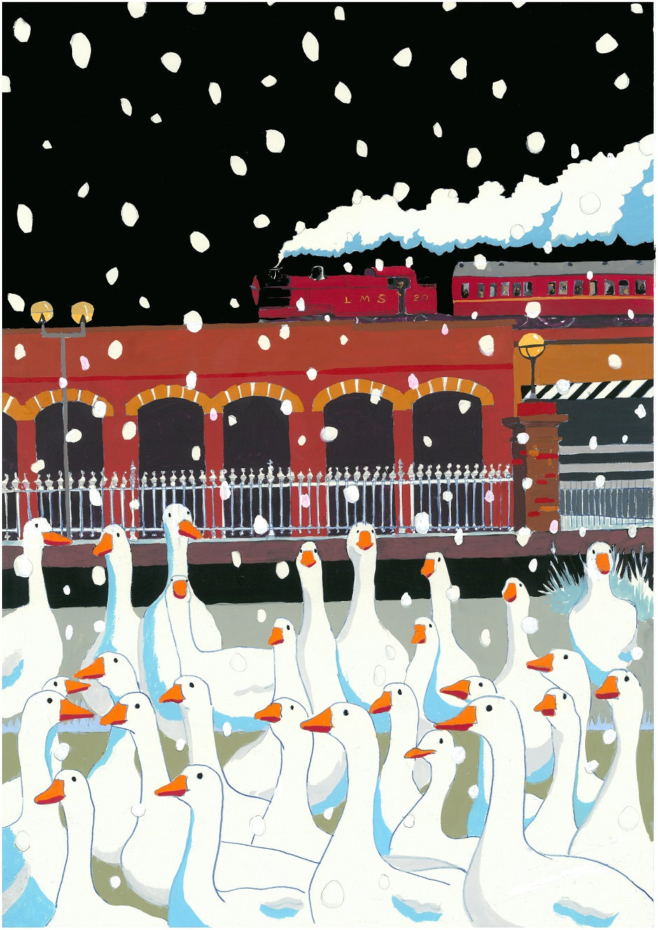 Geese Railway Station Berkhamsted Christmas Card